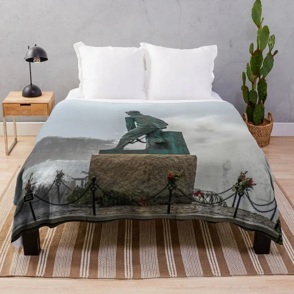 Wave splashing near the Fisherman's Memorial Throw Blanket Bed linens Custom Designers Weighted Blankets