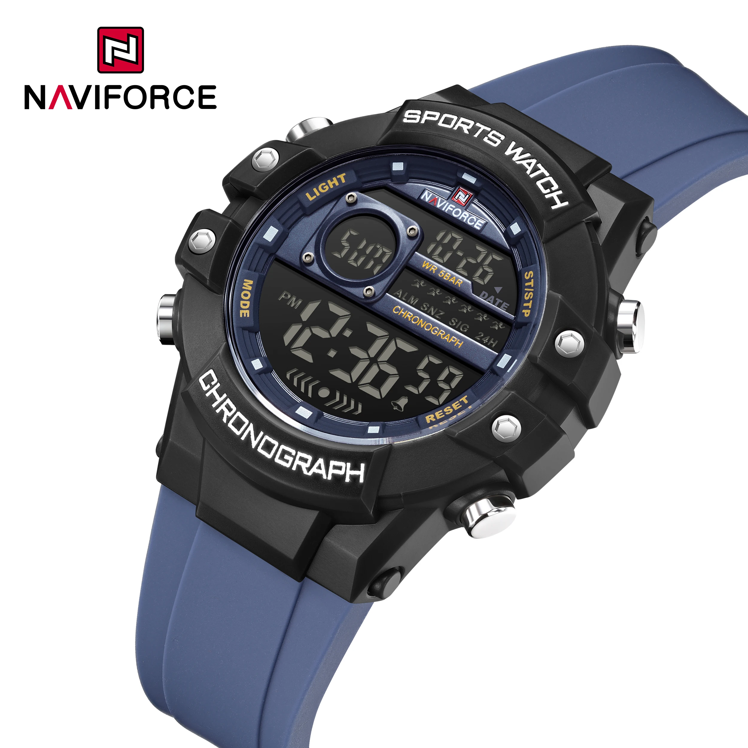 

NAVIFORCE NF6102 мужские цифровые часы с календарем водонепроницаемые силиконовые модные спортивные электронные часы для мужчин