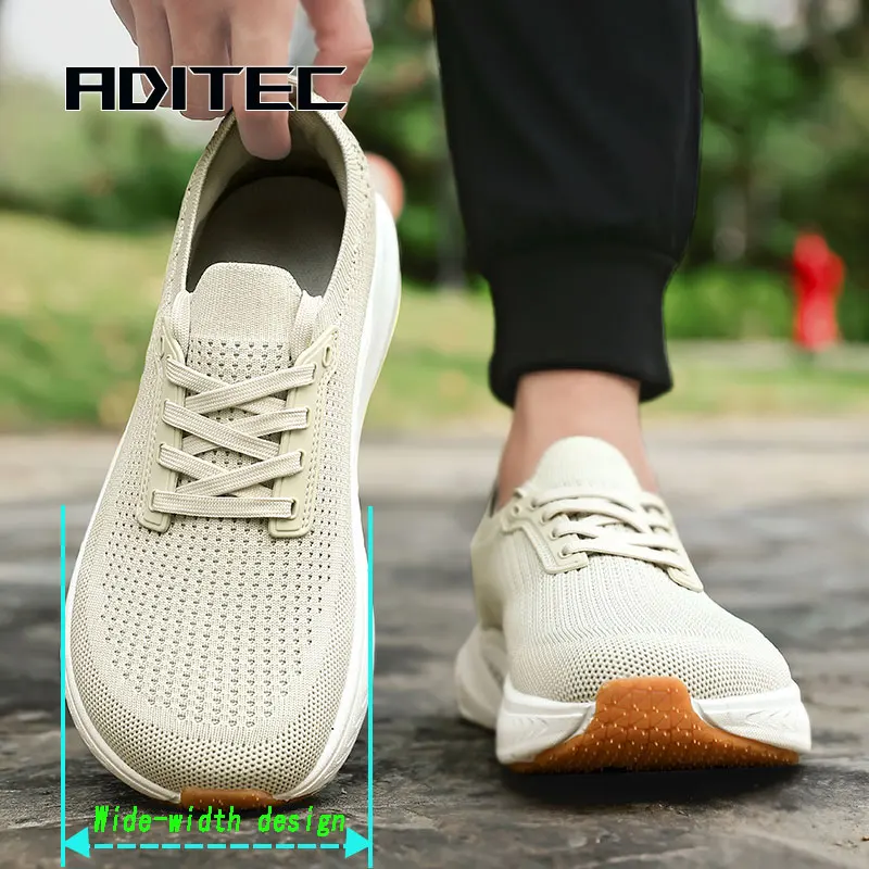 Wide toe design, men's summer casual shoes, breathable mesh upper, simple barefoot style, suitable for outdoor wear