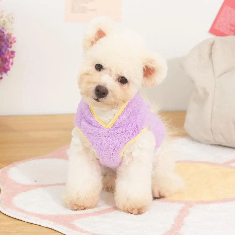 Cute Pet Clothes Easy to Put on Pet Clothes Warm Cozy Reversible Plush Dog Clothes with Traction Ring Winter Attire for Furry