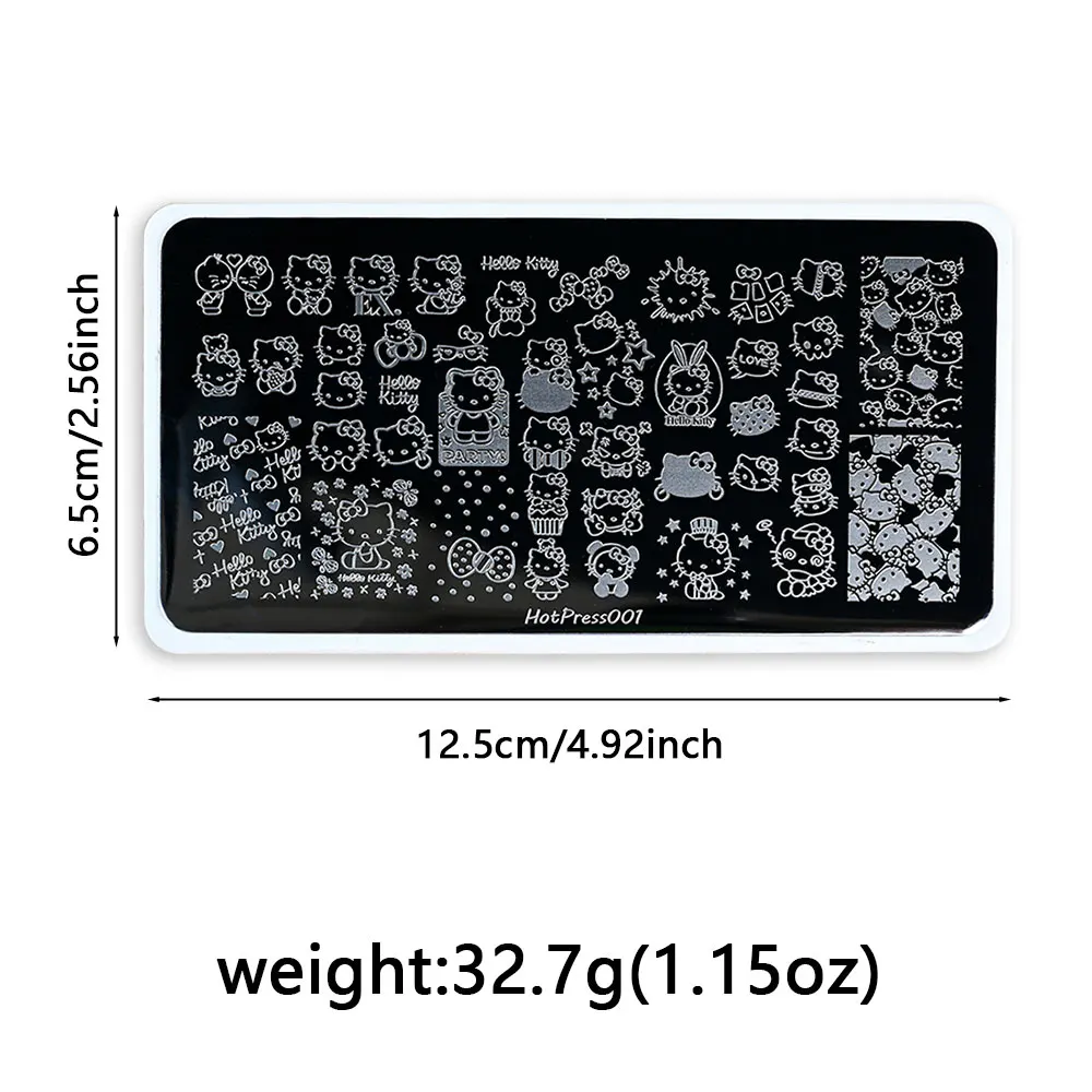 1 unidad de pegatinas de placa de estampado de uñas 3D de Hello Kitty y Kuromi, dibujos animados Kawaii, Anime japonés, plantilla de impresión para decoración de uñas, suministros de herramientas *