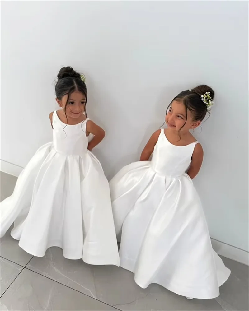 

Цветочные платья Sevintage, милые детские платья цвета слоновой кости с бантом на спине, подарки на день рождения, свадебные платья для детей, Ropa De Niña