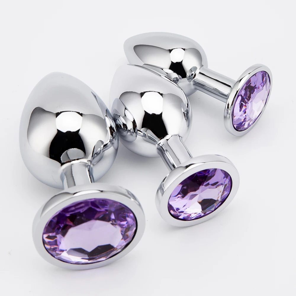 3 Sizes Metal Anal Plug Smaller Smooth Stainless Steel Butt Plug Colorful Crystal Round Anus Plug Adults Anal Sex Toys For Women