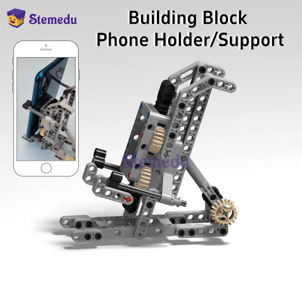 MOC Building Blocks Creative Gravity Mobile Phone Stand Support Holder High-tech Parts Assembling Bricks Gear Pin Beam Toys Gift