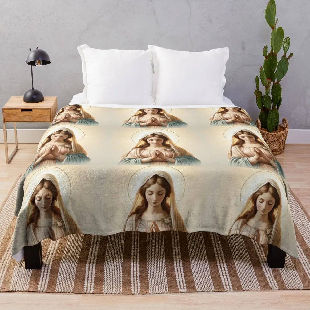 

Divine Serenity of the Virgin Mary. Christian Gifts. Throw Blanket decorative Shaggy Flannels Sofas Blankets