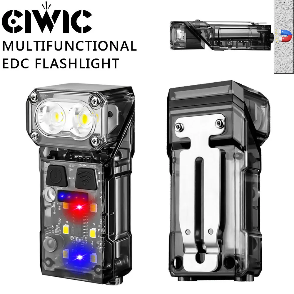 Multifunctional EDC Flashlight 1200Lumen Type C Rechargeable Portable LED Floodlight Lantern Hand Lamp with Pen Clip Tail Magnet