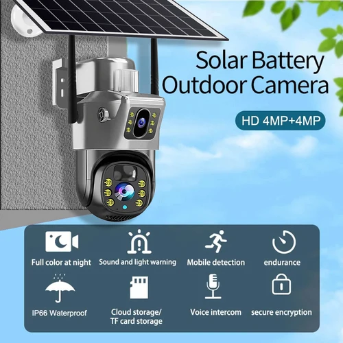 Imagen 2 del producto Cámara Solar V380 Pro WiFi 4G lentes duales para exteriores 8MP batería de baja potencia cámara IP PIR visión nocturna 4K protección de seguridad CCTV