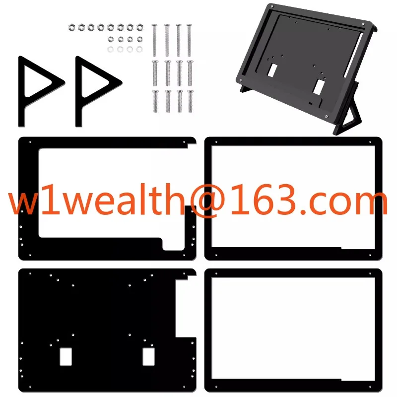 Suitable for Raspberry Pi 4B 3B + 7 inch high definition display resistive touch screen, acrylic 4 pieces assembly, shell +