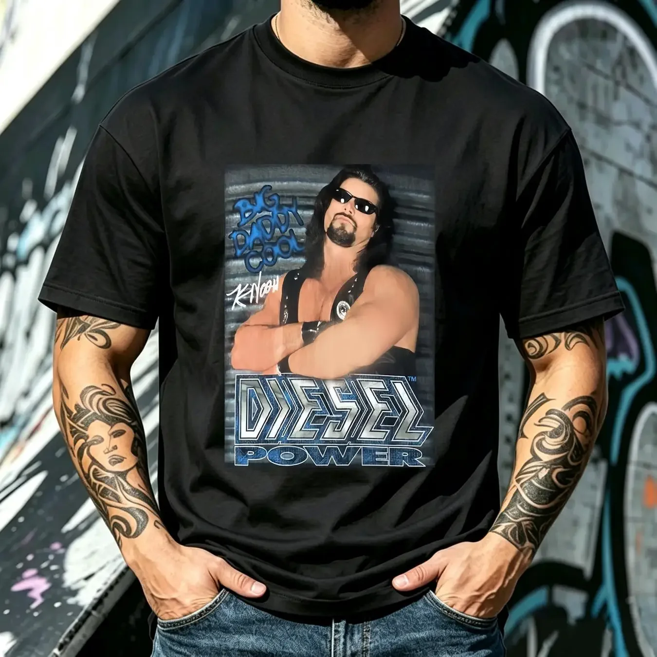 washed T Shirt Big Daddy Cool 1995 Kevin Nash Black S 5XL CC4534 long or short sleeves vintage Washed Stretched homme