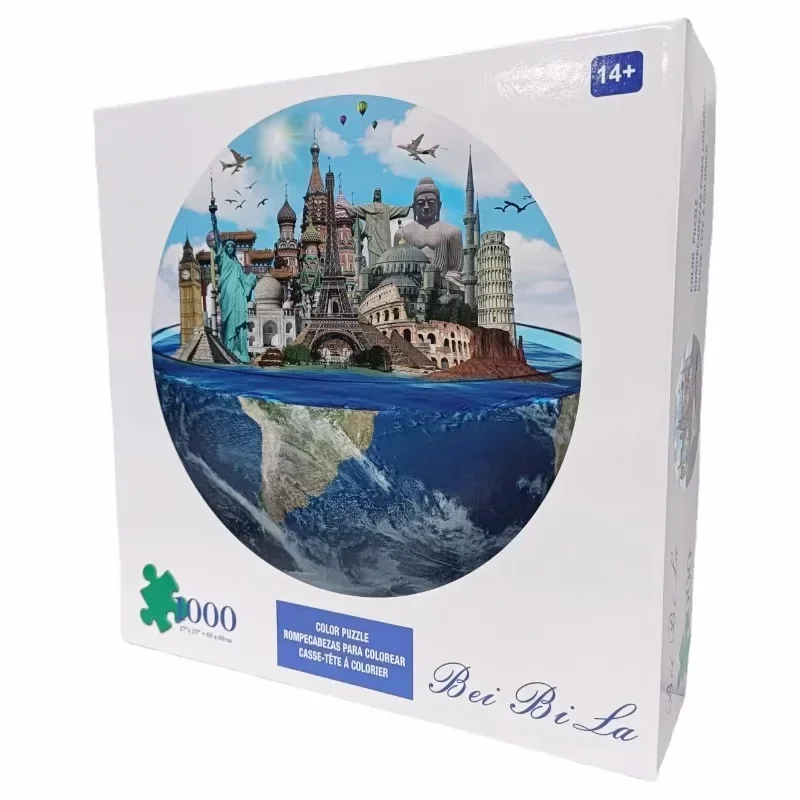 69*69cm Round Paper Jigsaw Puzzle 1000PCS World Heritages Adult Stress Relief Children Educational Entertainment Christmas Gift