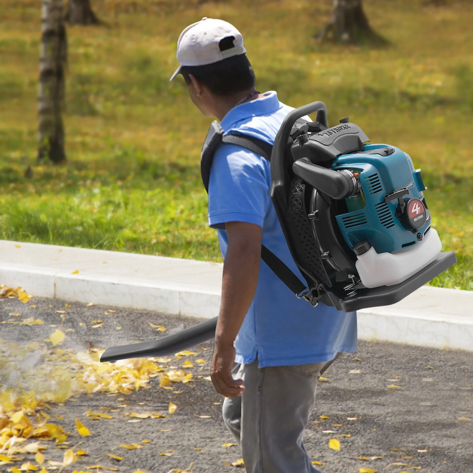 

75.6CC 4 Stroke Gas Powered Leaf Blower 1.9L Large Fuel Tank Cordless Blower for Yard, Garden, Lawn Care, Street Cleaning