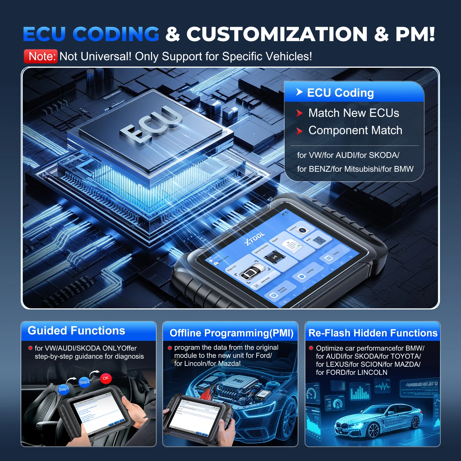 Picture 4: XTOOL D8S V2.0 Car Diagnostic Tools ECU Coding PMI Key Programming Tool OBD2 Bidirectional Control Scanner 42+ Resets CANFD DOIP Protocol FCA AutoAuth Topology Map Full Systems All Funtions 3 Years Software Free Update