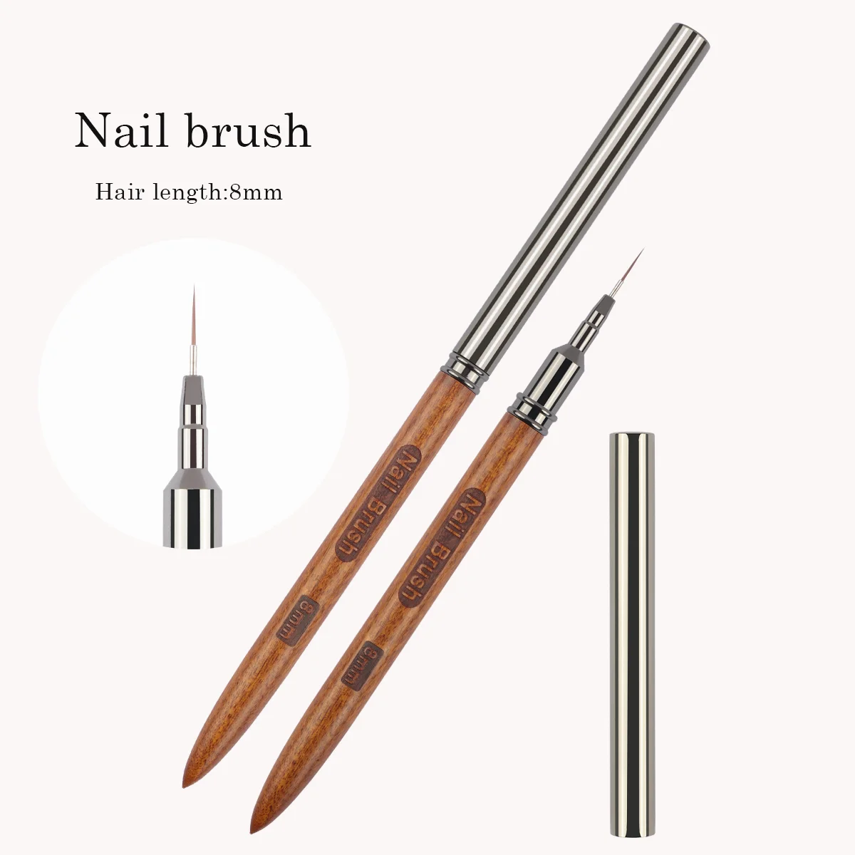 Sandalwood Handle Nail Brush Set, Linha Ultra Fina, Desenho Detalhe, Pintura, Thread Pen, Nail Art Tool