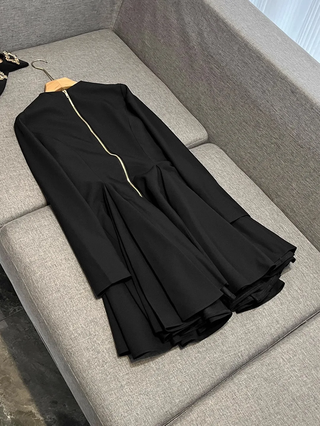 Traje adelgazante falda ort Dr v-ne larga Sve otoño nuevo Sle Ci Commute mujer Faion cintura alta ombligo dobladillo Dr