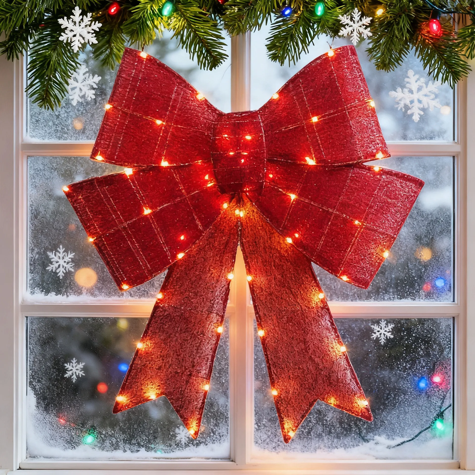 

LED Bowknot Pendant Large Red Luminous Bow Hanging DIY Garland Wreath Xmas Tree Accessory Indoor Outdoor Party Decoration Props