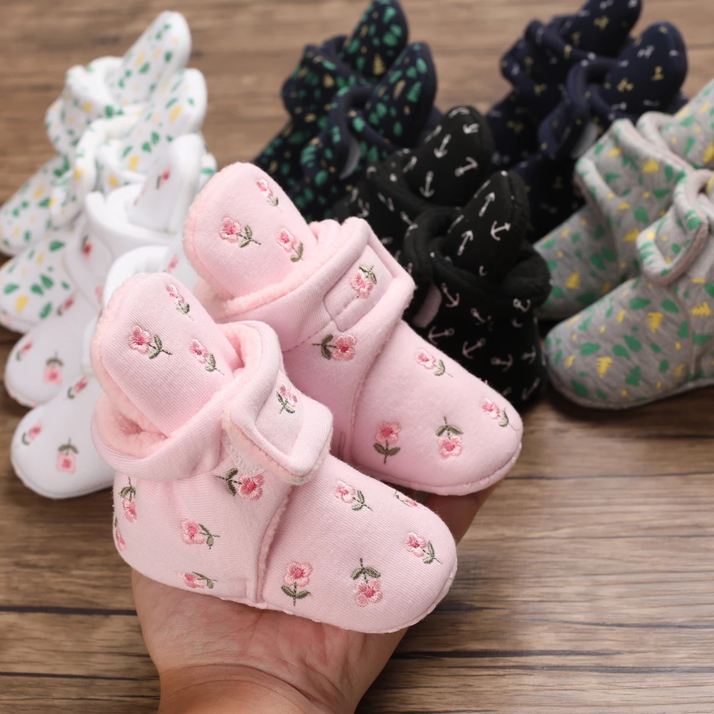 Chaussures en coton décontractées coordonnantes pour bébé, semelle souple, brodées avec peluche et colle chaude, style pastCheveuropéen, automne et hiver