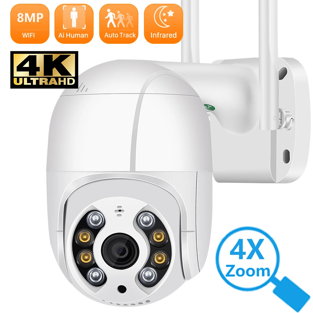 

8MP Security Camera WIFI Outdoor PTZ Speed Dome Wireless IP Camera CCTV Pan Tilt 4XZoom IR Network Surveillance P2P