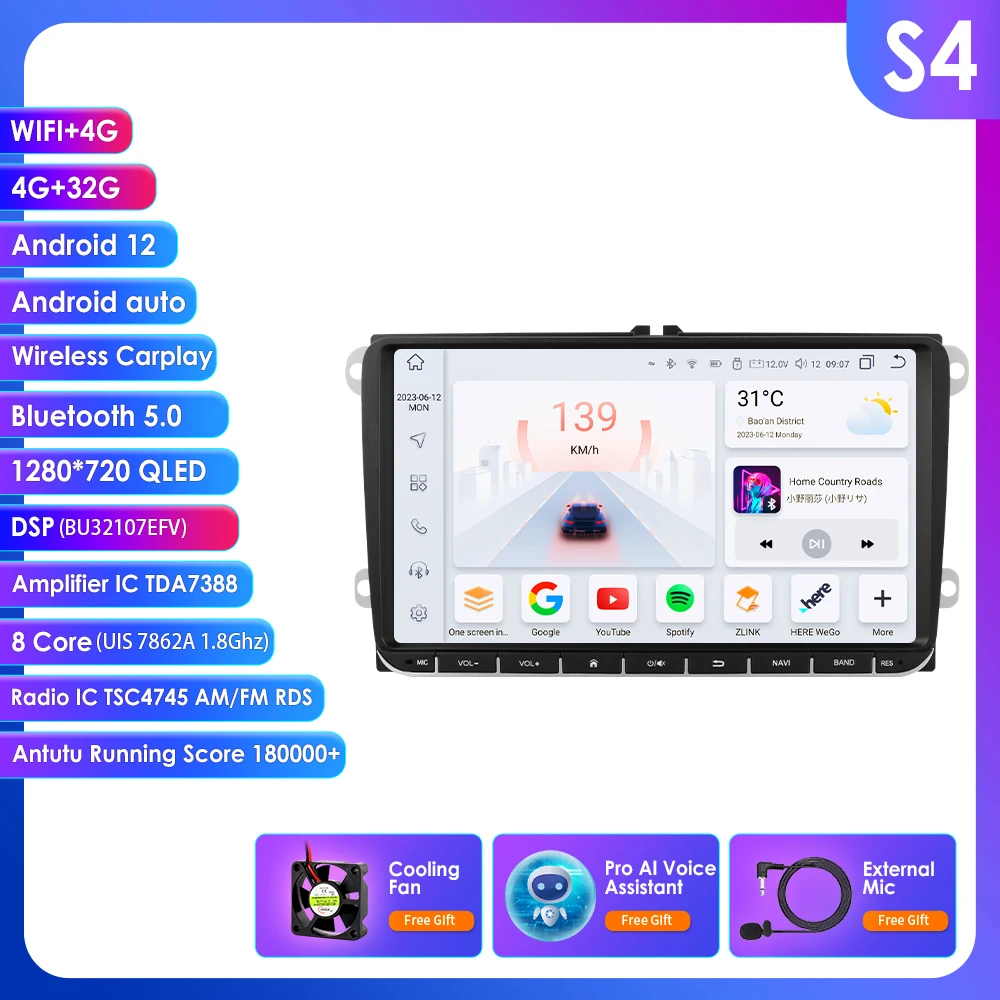 8 + 128G Dsp Radio 2din Auto Multimedia Gps Voor Vw Passat B6 T5 B7 B8 Golf 5 6 Caddy Polo T5 Touran Android Auto Carplay Dab Rds Bt