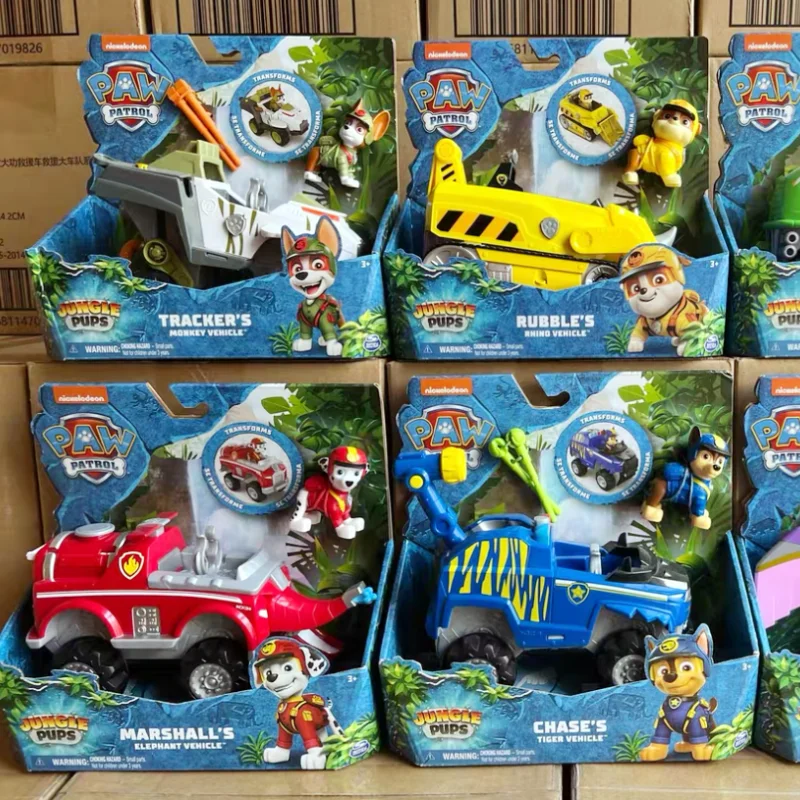 Genuine Paw Patrol Jungle Series Chase Skye Marshall Animal Shapeshiftingjungle Secret Realm Dog Rescue Car Vehicle Toy Gift