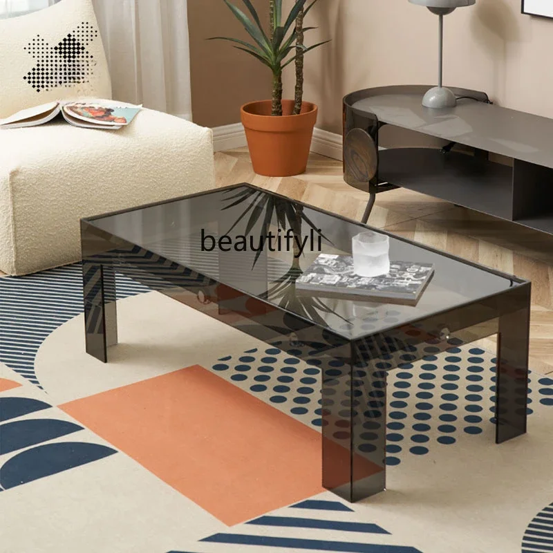 07Nordic Style Simple Coffee Table Modern Minimalist Living Room Home Rectangular Small Table Acrylic Light Luxury Tea Table
