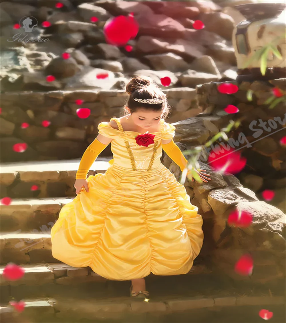 Elegant Flower Girl Dress For Children With Fluffy Thin Straps Long Performance Competition Piano Solo Birthday Dress