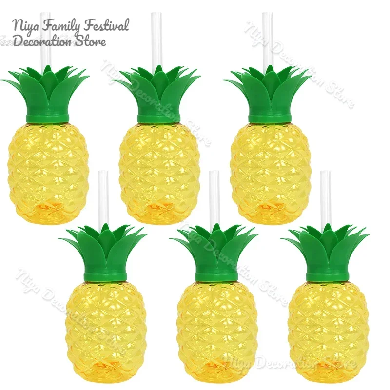 

Plastic Pineapple Strawberry Cups with Straw Hawaiian Luau Party Decor Watermelon Drink Cups summer Beach Pool Aloha Party Favor