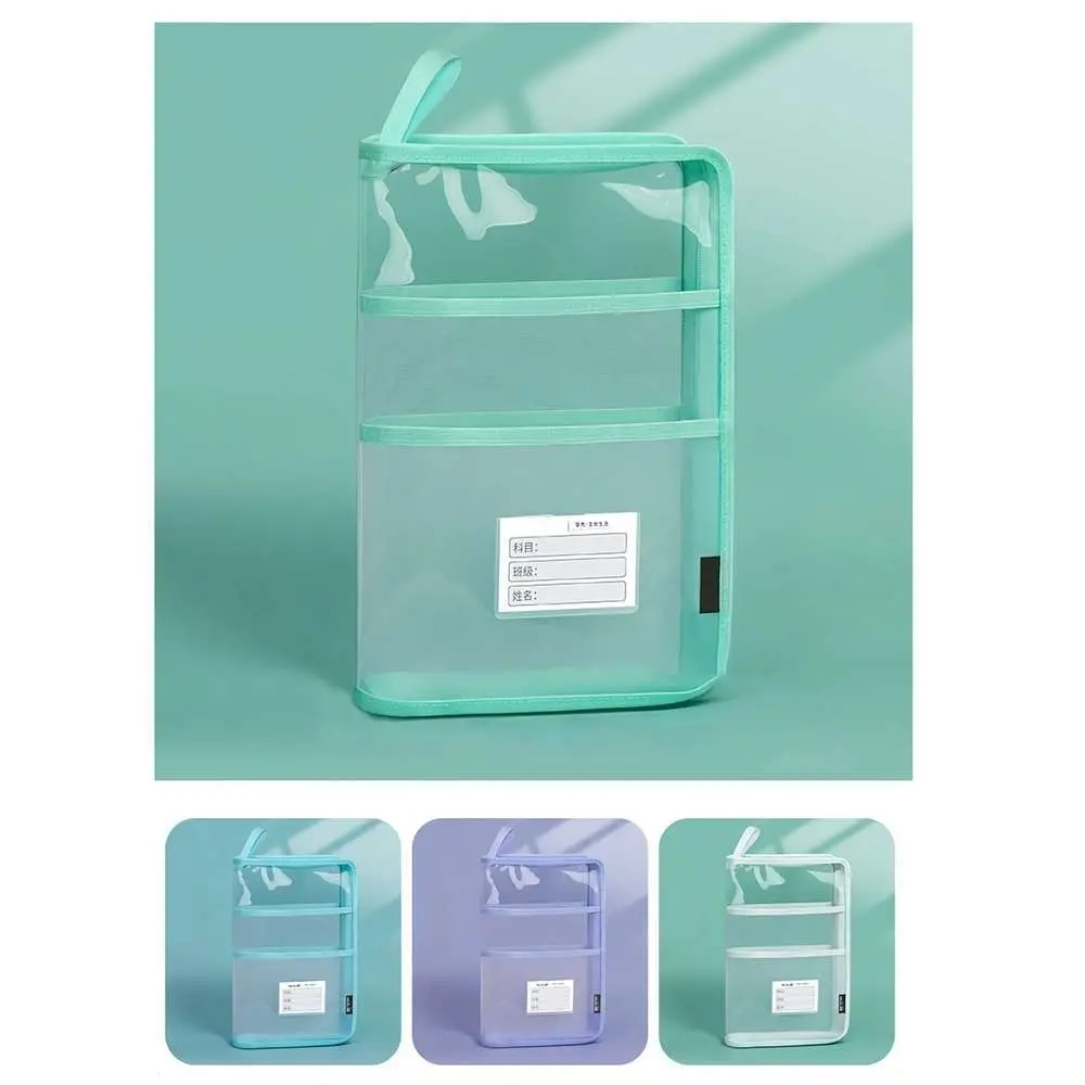 Tas File PVC Baru Tas Bimbingan Multilapis A4 Tas Dokumen Tebal Transparan Perlengkapan Kantor Sekolah