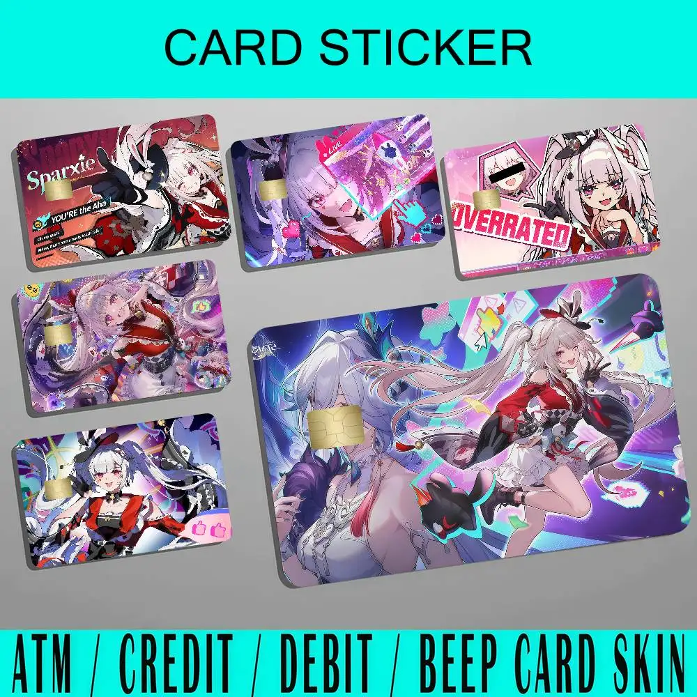 Sparxie Honkai Star Rail Game Bank Credit Cards Bus Pass Stickers Cool Decoration Waterproof 4PCS Card