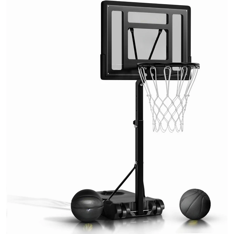 Swimming Pool Basketball Hoop Set-Durable Steel Basketball Backboard and Rim with 2 Pool Basketball Balls,Pump & Tools