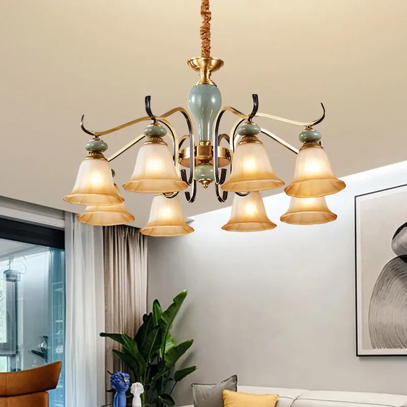 

FAIRY American Retro Brass Chandelier LED European Luxury Living Room Restaurant Bedroom Study Villa Hotel Cafe Pendent Lamp