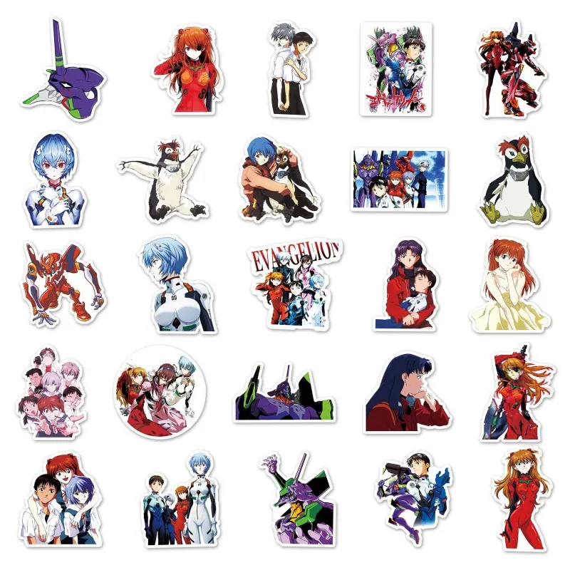 50 Pieces of Neon Genesis Evangelion Graffiti Stickers Anime Waterproof Suitcase Scooter Tablet Car Cartoon Decorative Stickers - view 6