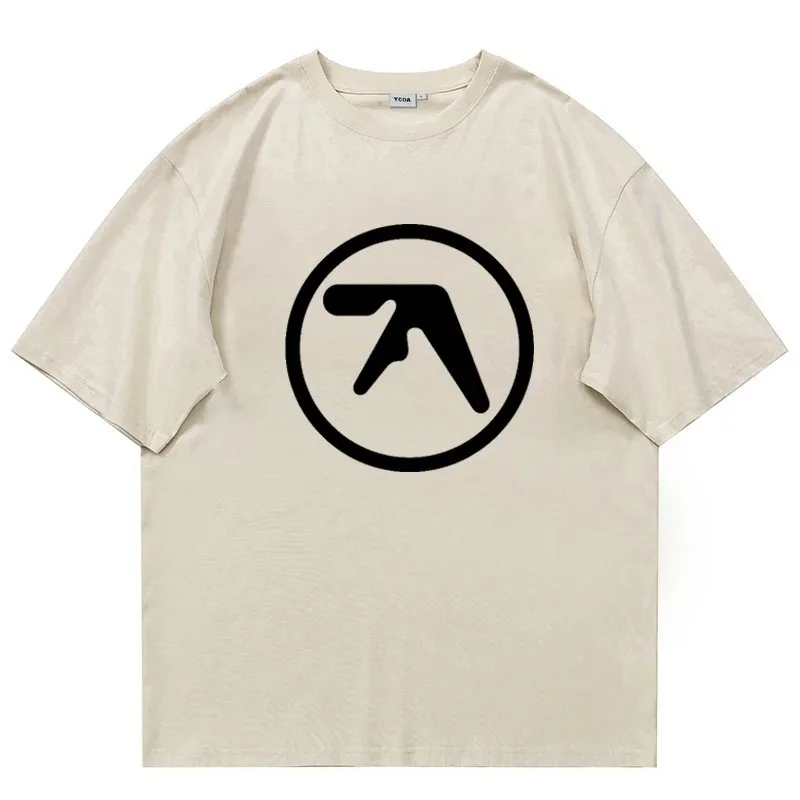 Men T-Shirt Aphex Twin Shirt 100% Cotton Print Oversized Y2k Streetwear Tees Short Sleeve Tops Korean Fashion Aesthetic Clothing