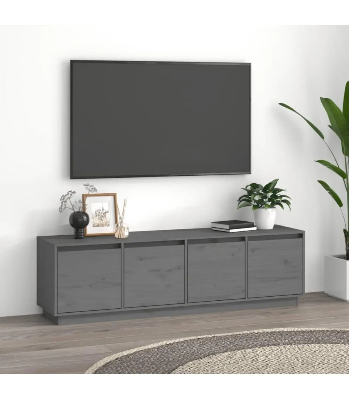 Furniture TV furniture solid pine wood gray 156x37x45 cm