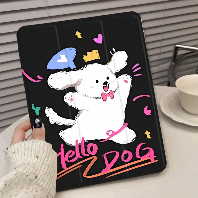 Tablet Cover for Ipad Pro 11” Case Ipad Air 3 Generation 2019 Ipad Mini6 8.3 Pro 11 2nd 3rd 4th Happy Puppy with Pencil Holder