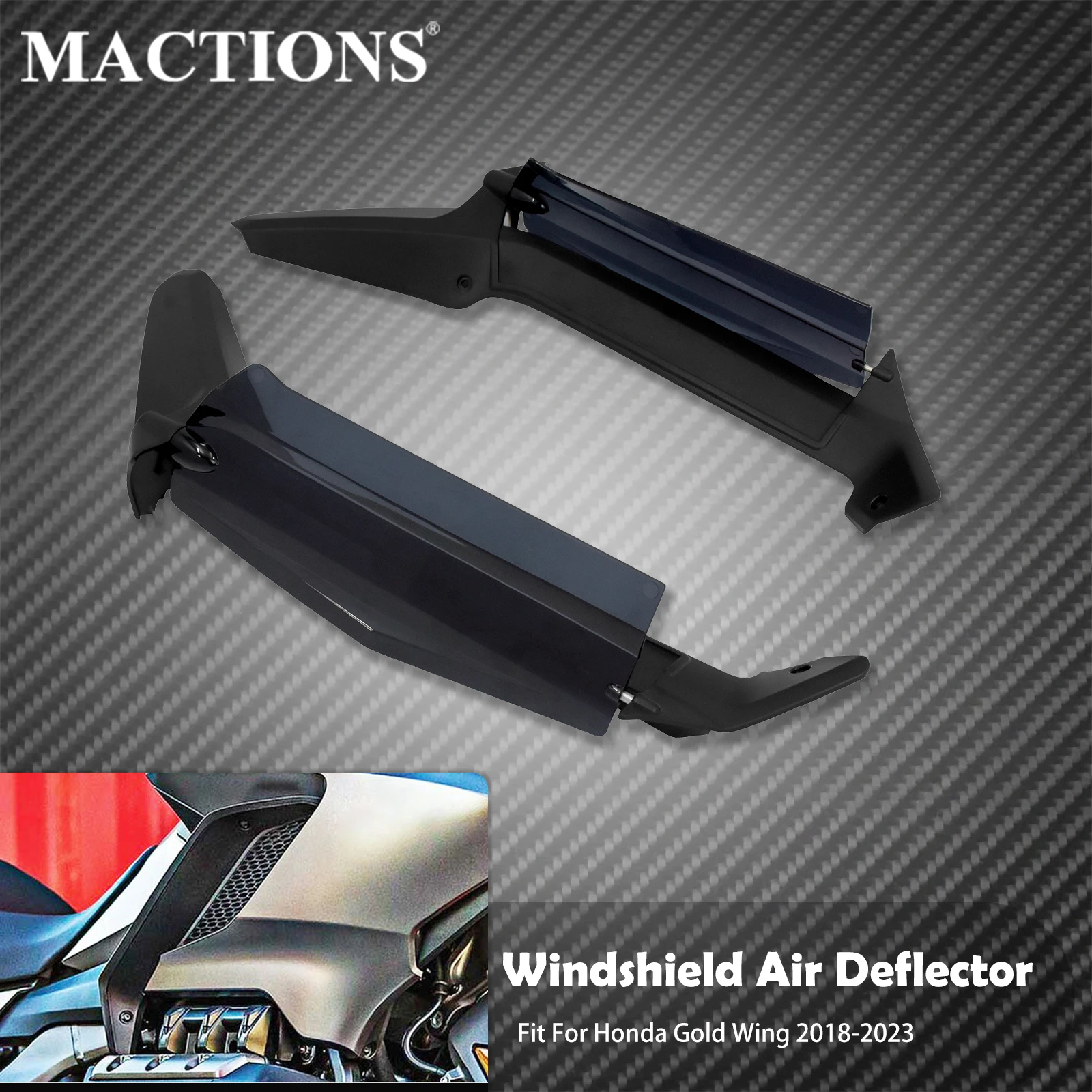Motorcycle Black Side Wing Windshield Adjustable Air Deflector ABS Plastic For Honda Gold Wing GL1800D Tour 2018-2021 2022 2023