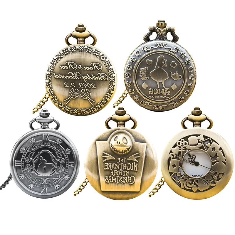 

Alice Vintage Pocket Watch Anime Ladies Quartz Pocket Watch Wall Watch Fashion Decoration Kids Holiday Gifts