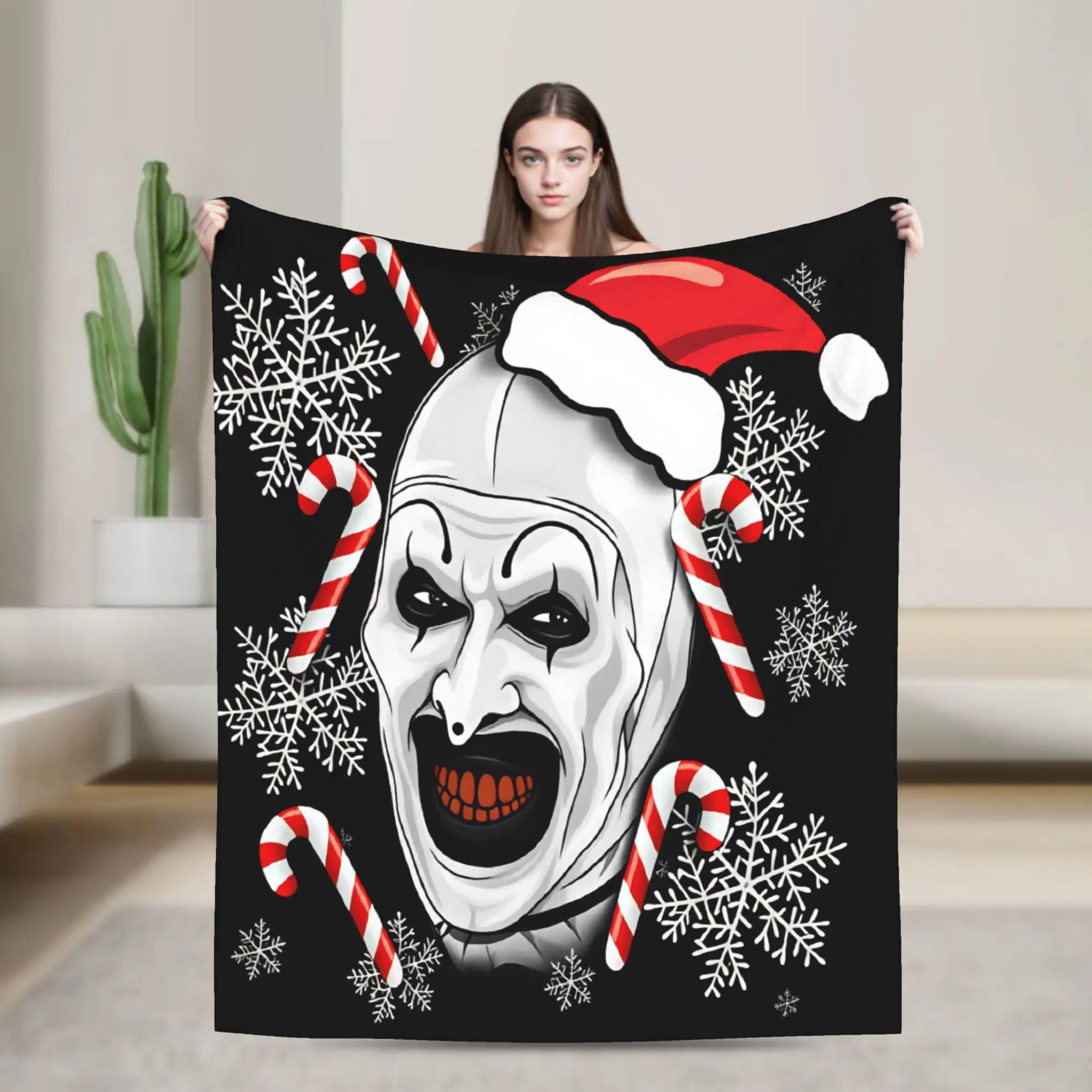 Super Warm BlanketsKids Camping Terrifier 4 Halloween Bedding Throws Horron Flannel Bedspread For Couch Chair Sofa Bed Cover