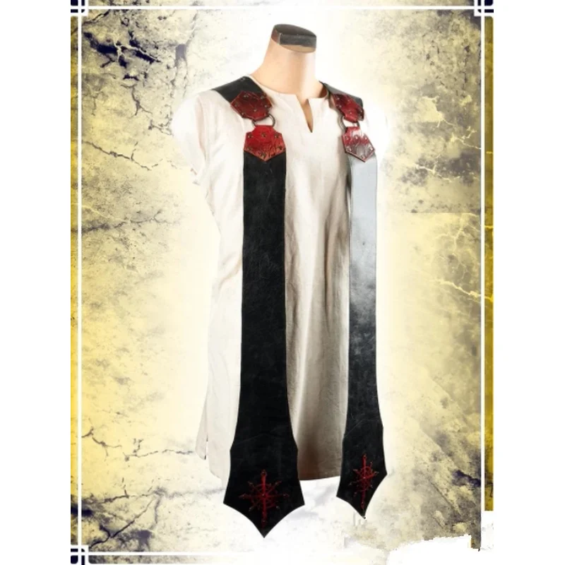 중세풍 할로윈 사제 기도용 손바늘 무대 공연 코스프레 의상 면 또는 라운드 네모 버튼업 울트라 코트