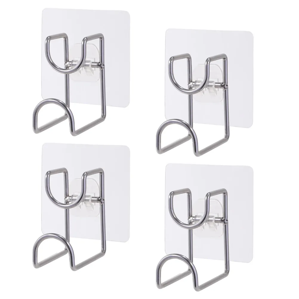 4Pcs Stainless Steel Adhesive Wall Hooks – No Drill Sponge Holders for Kitchen, Bathroom, Bedroom & Closet