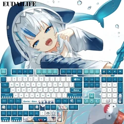 Hololive Vtuber Gawr Gura 132 Key Cover PBT DYE Sublimation Cherry MX Cross Axis Switch Keycap for Mechanical Keyboard Game Gift