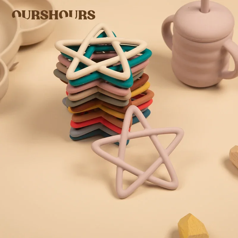 

Food Grade Baby Soft Silicone Pentagram Teether Toys for Toddlers Teething Chewing Molar Toy Newborn Infant Accessories BPA Free