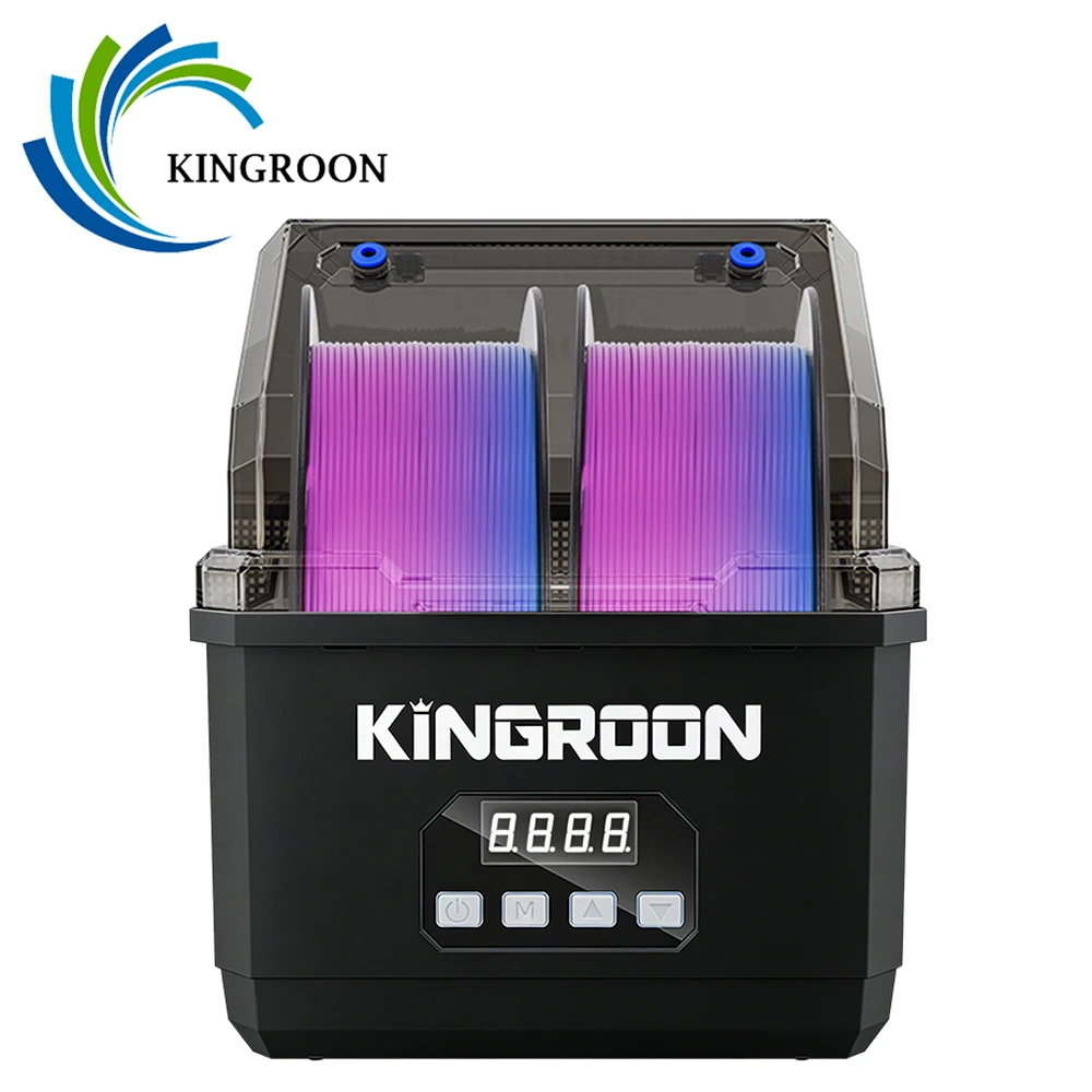 KINGROON 3D-Filament-Trocknerbox Upgrade 360°-Heißluft-Heizung 24 Stunden effizientes Trocknen für 2 kg PLA PETG TPU ABS, auch für 1 kg 250 g