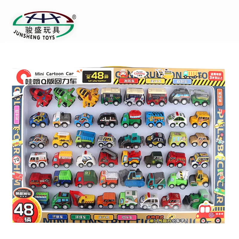 2026 Mini Racing Car Model Cartoon Engineering Power Back Police Car Racing Plane Toy Box Gift Festival Gift