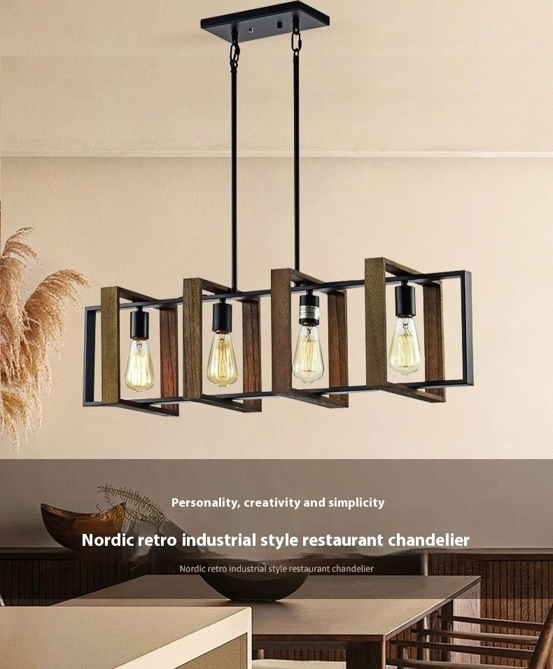 

Vintage Iron Chandelier with Premium Wooden Design for Living Room Dining Room Hotel Bedroom American Style Lighting
