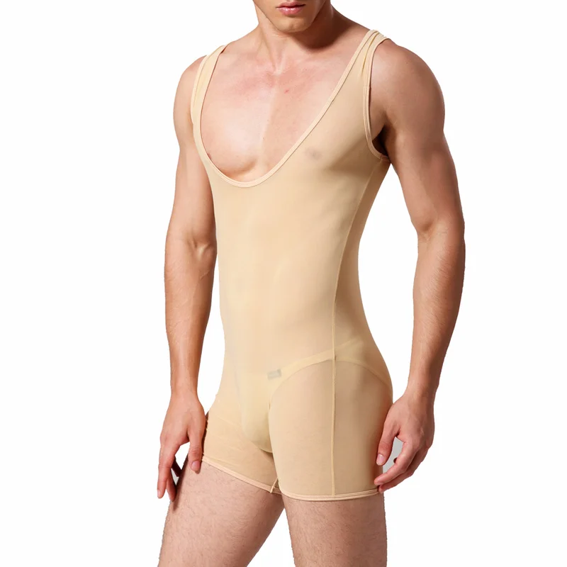 Sous-vêtements érotiques pour hommes, boxer en maille Ultra-mince Transparent, Corsets Slip, combinaisons Catsuit, sous-vêtements, Leotard, Bikini