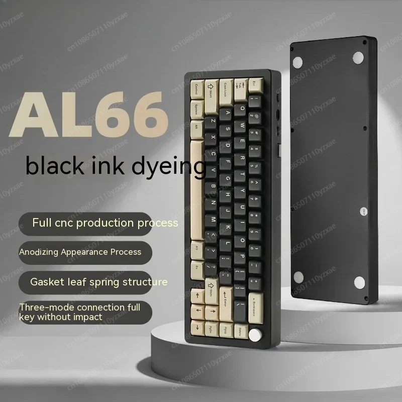 2024 New AL66 Mechanical Keyboard Aluminium Alloy Multifunctional Knob Three Mode RGB Gaming Keyboard Hot Swap Gasket Pc Gamer