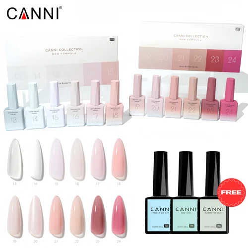 Imagen 2 del producto CANNI Color Base de goma Quick Builder Nail Gel Set HEMA FREE TPO Jelly Nude 6 uds 9ml Gel UV LED Soak Off Gel Nail Art Gel
