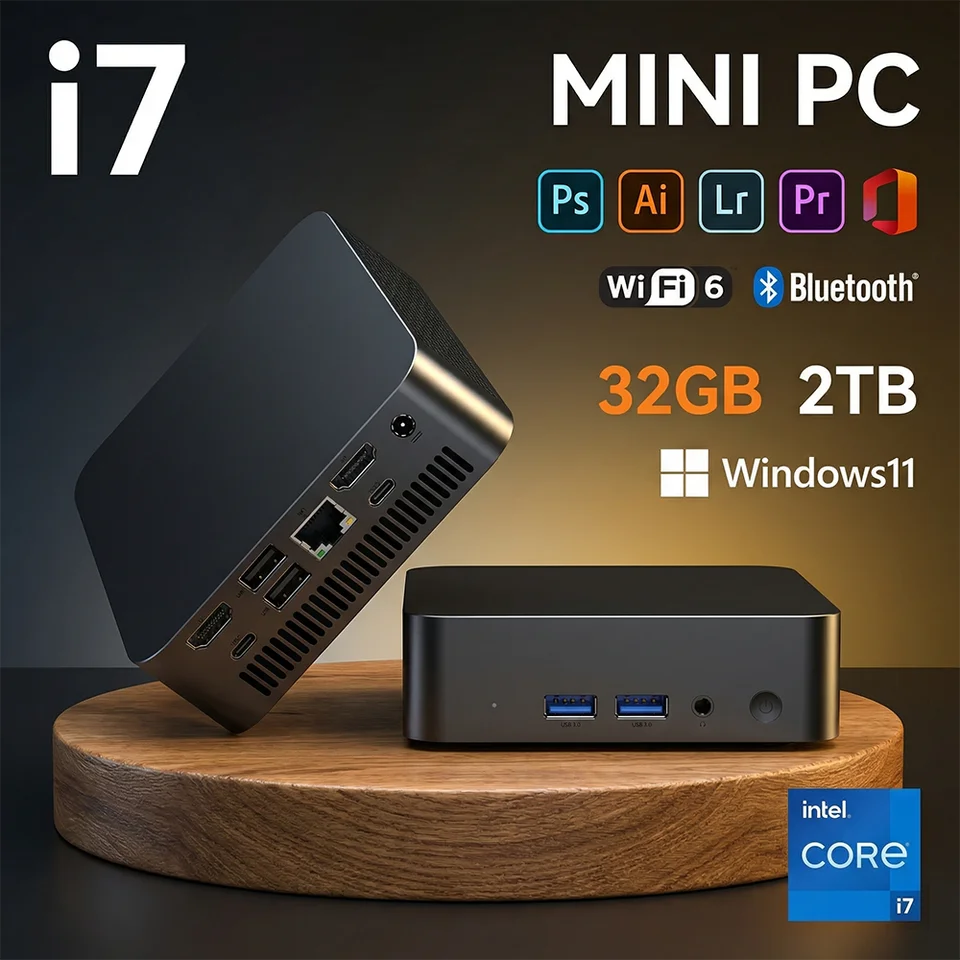 새로운 미니 PC 컴퓨터 윈도우11 인텔 코어 i7-8550U 16GB/32GB 램 1TB/2TB SSD 미니 게이밍 PC 데스크탑 컴퓨터 4K HD 지원 썸네일 7