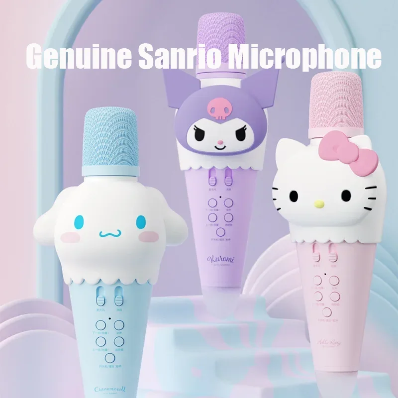 Sanrio Hello Kitty Cinnamoroll kuromi Child Microphone 32G Cartoon Bluetooth Mike Toy Karaoke Singing Machine For Girls Gift