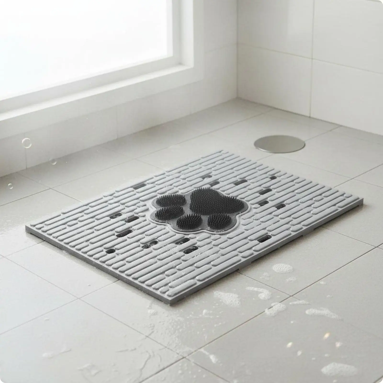 Massage Shower Mat Waterproof Paw Print Bath Mat Easy to Clean